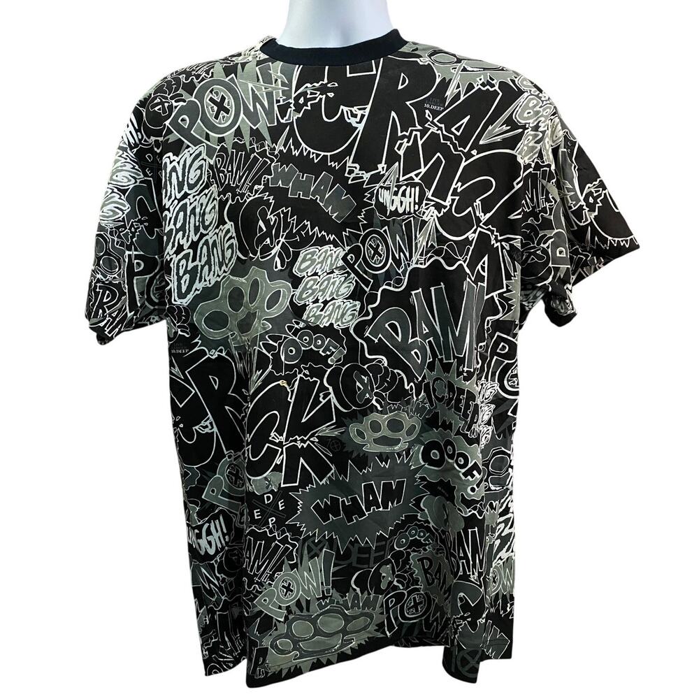 10.Deep T-Shirt Size Large Black Comic Book Line Art Graphic Tee Short Sleeve